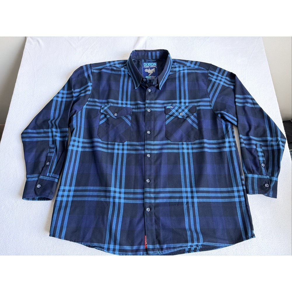 Dixxon Flannel Company 22 Reed Blue Black Plaid LS Button Up Shirt Mens 4X